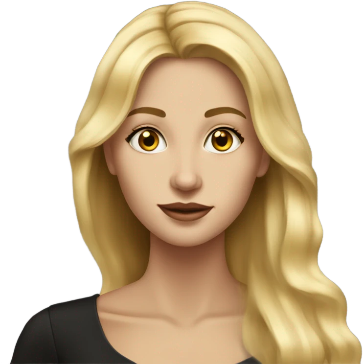 Beautiful skinny woman long blonde hair in dark dress with gold earrings with book  emoji
