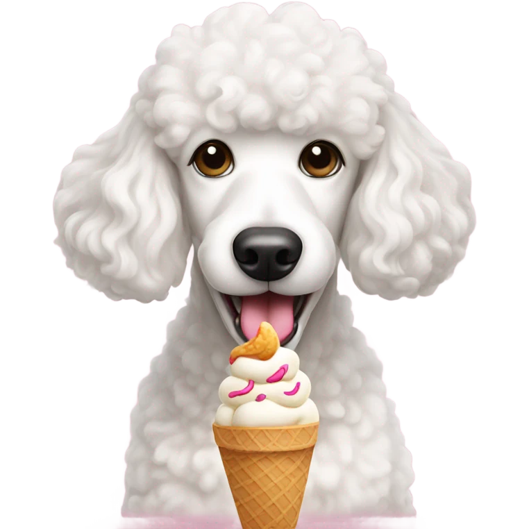 White poodle eating ice cream  emoji