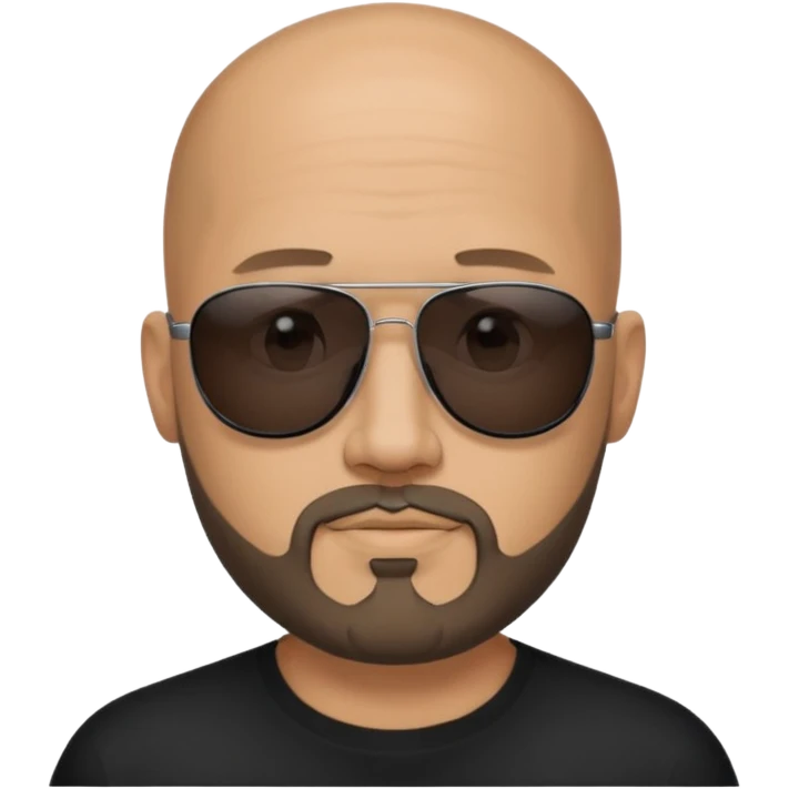 Bald man, wearing black fashion sunglasses, goatee beard emoji