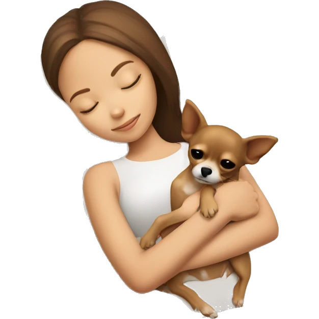Brown hair girl sleeping with her ALL light brown Chihuahua  emoji