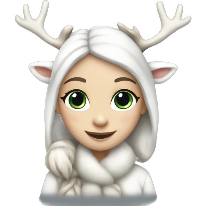 White Reindeer girl happy emoji