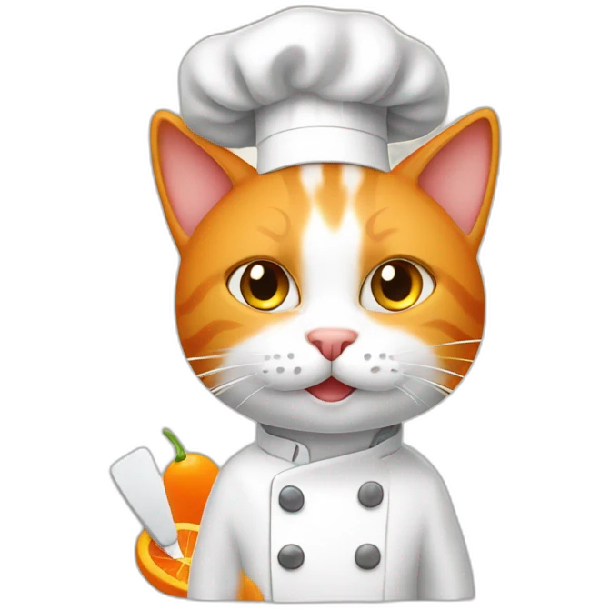 orange and white cat with chef hat cooking videos emoji