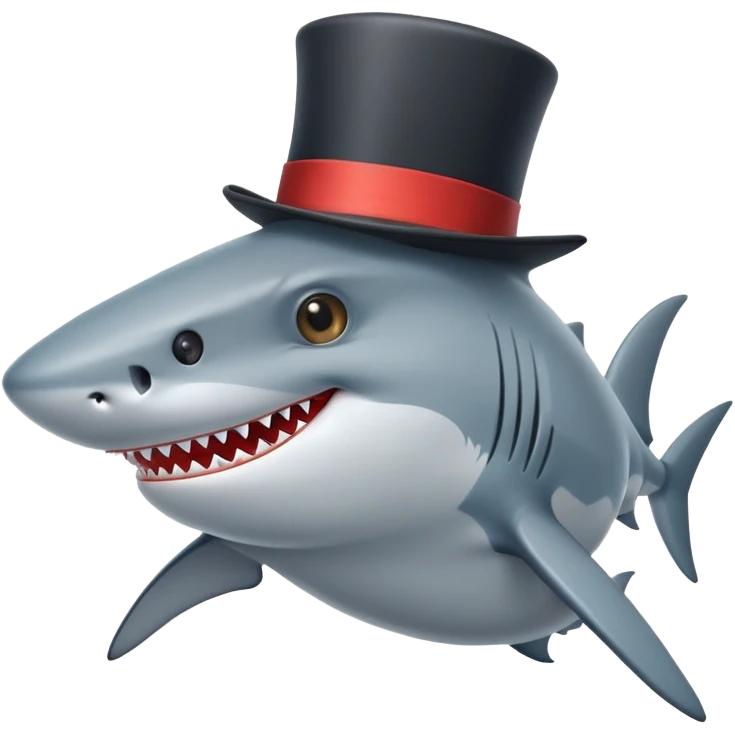 Shark with a top hat emoji