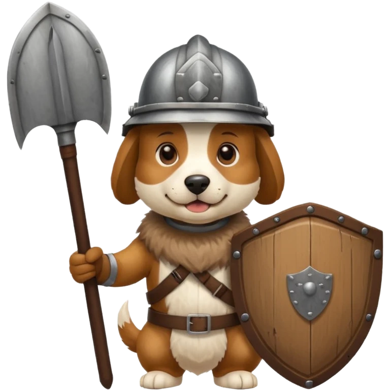 Dog with helmet and wooden shield emoji