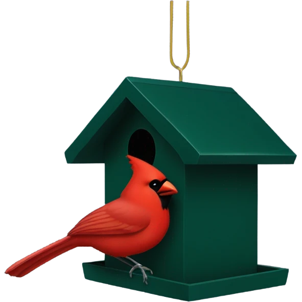 Red Cardinal on a dark green bird feeder emoji