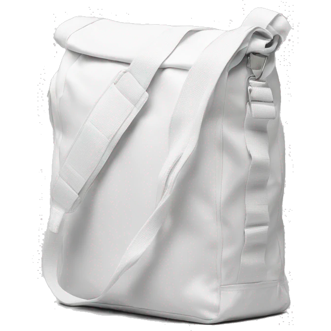 all white shoulder gym bag, white strap emoji