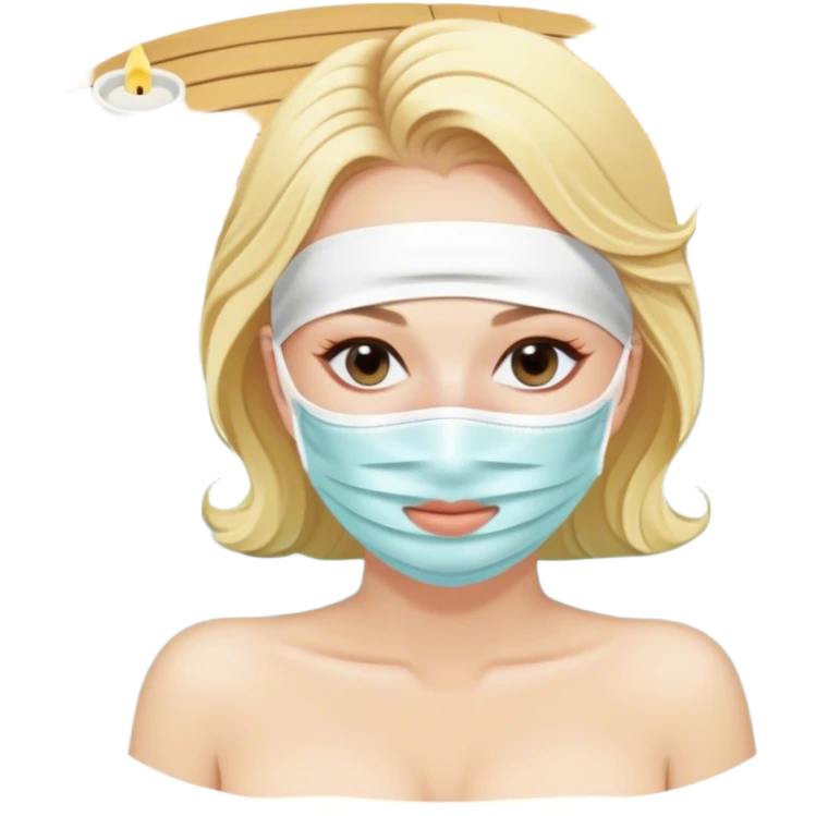 Lady with face mask spa beauty full face relaxing pale skin blonde emoji