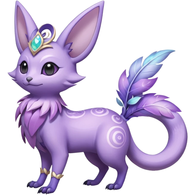 Pastel Glossy Smooth Soft Shiny Floral Lavender-Lilac-Themed Exotic Festhery Celestial Crescent Lunar Shiny Glossy Lumine Stellar Rattata-Noibat-Espeon-Purrloin-Fakemon-hybrid-creature (full body) emoji