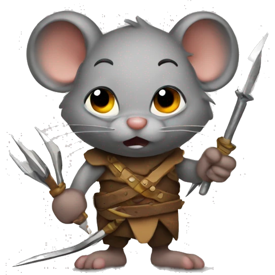 Mouse barbarian with needles in his hand emoji