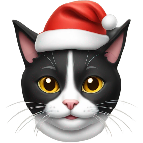 tuxedo cat with santa hat emoji