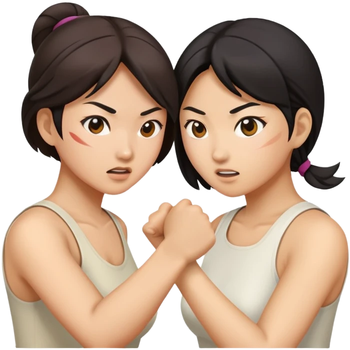 two asian street women fighting emoji