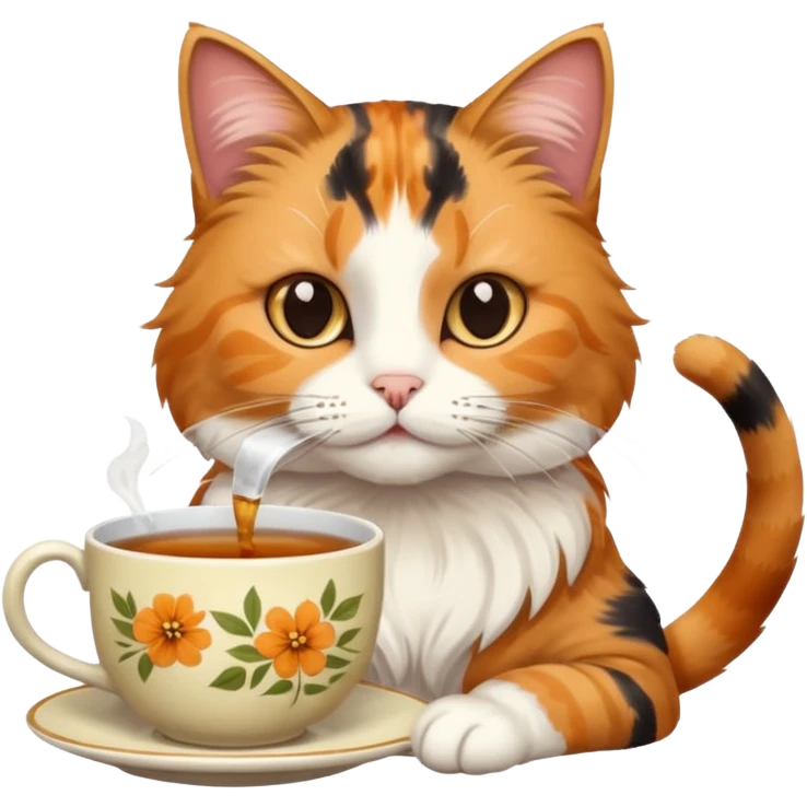 Çay içen kedi emoji