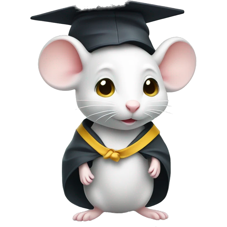 Cute little white mouse in graduation cap and gown emoji
