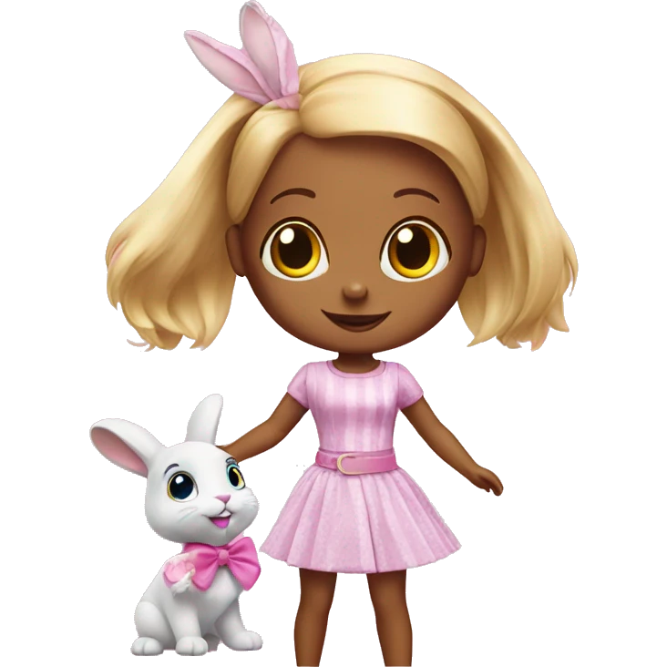 Rabbit playing with barbie emoji