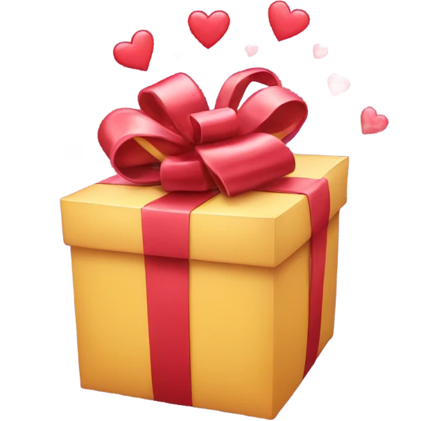 A present with hearts coming out of it emoji