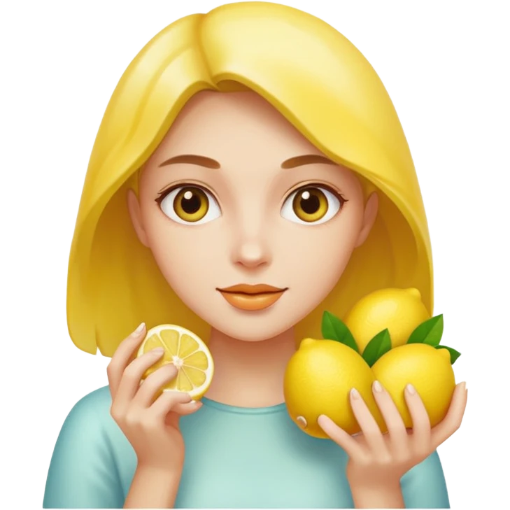 Woman holding lemons emoji