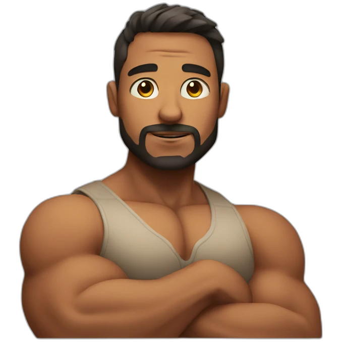 A muscular man with a big belly emoji