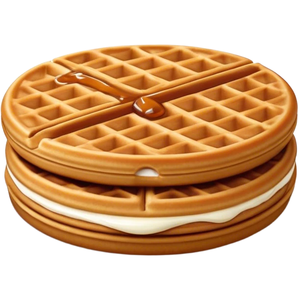 Cinematic Realistic Stroopwafel Dessert Emoji, depicted as a delicate caramel-filled waffle cookie rendered with crisp textures and warm, inviting lighting. emoji