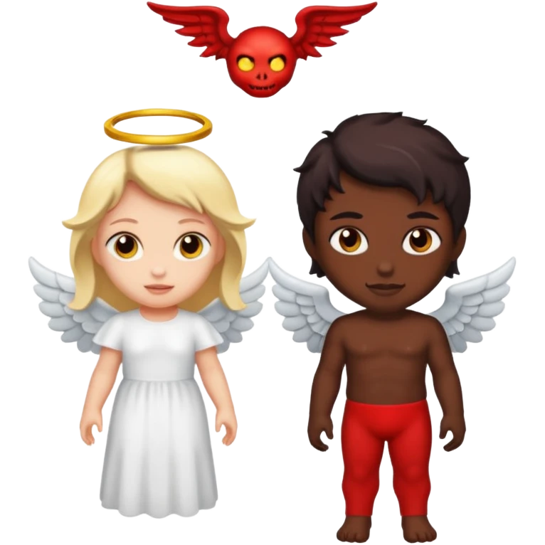 Une image qui mélange un ange et un demon emoji