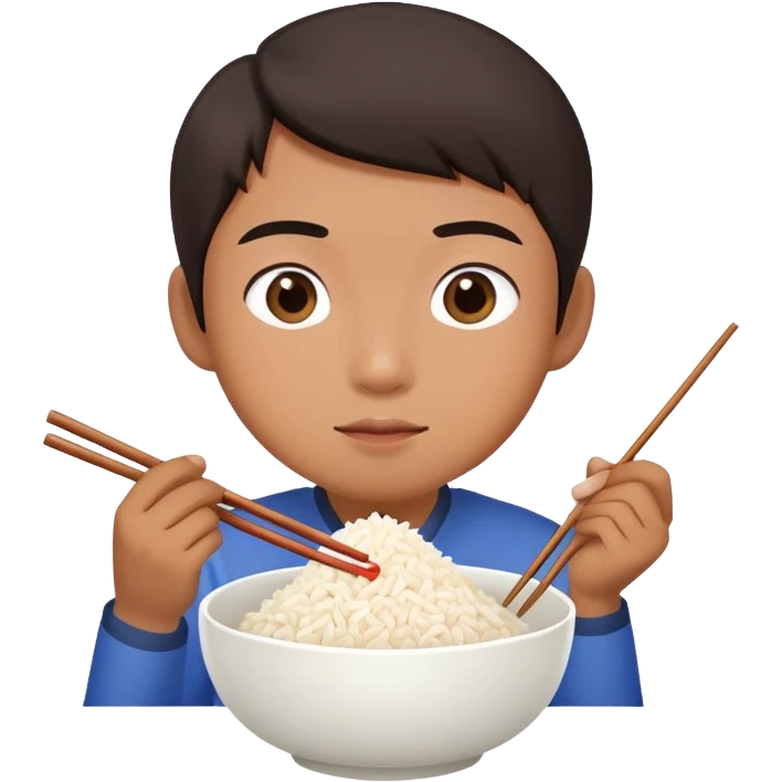 Asian person eating a bowl of rice with chopsticks emoji