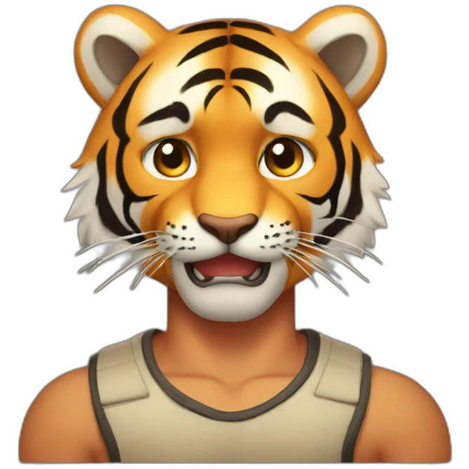 tiger with buff boy emoji