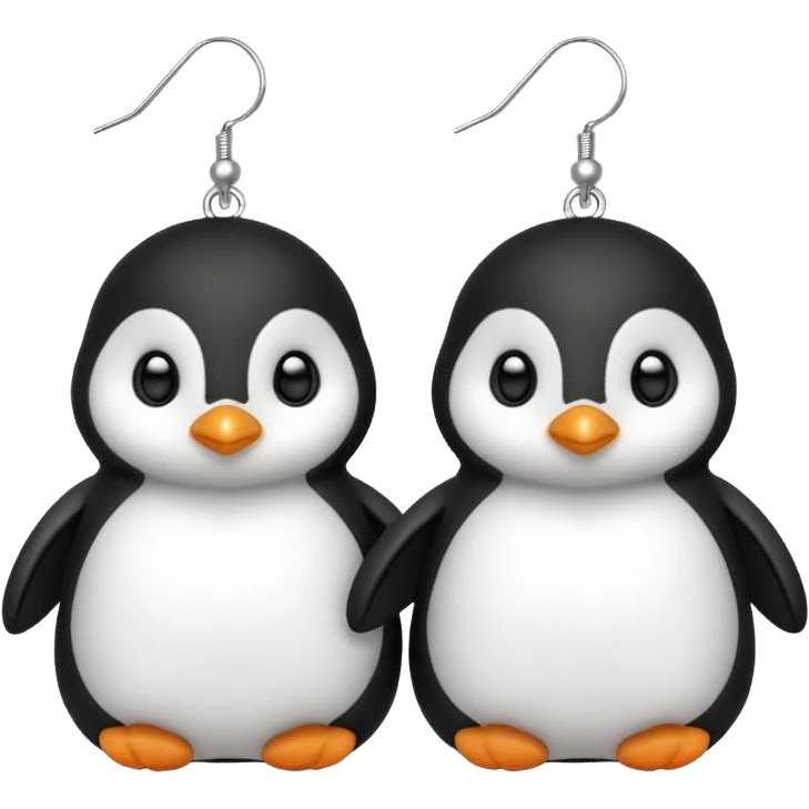 Adorable fluffy baby penguin plushy earings with YH emoji