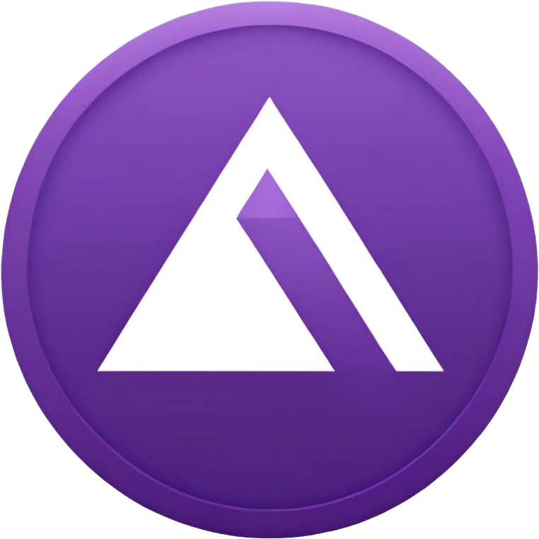 Solid purple circle with a white triangle facing to the right in the middle emoji