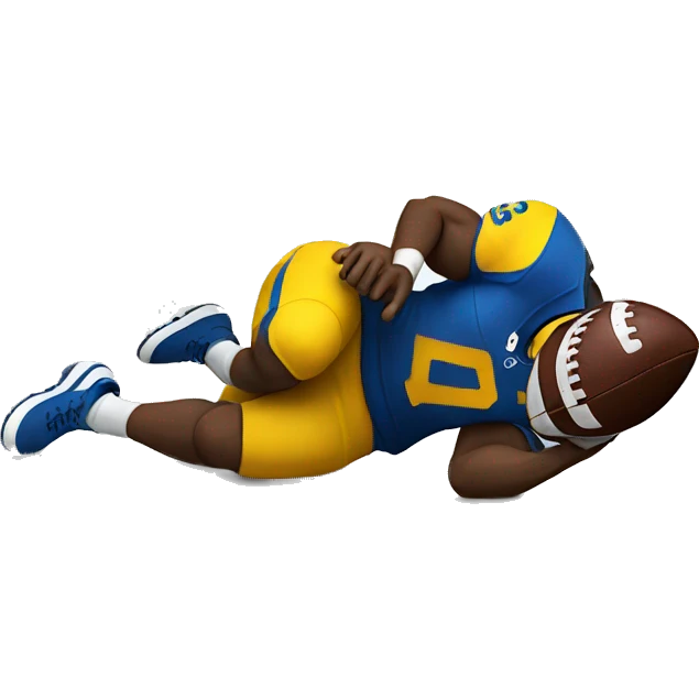 Laying down with a football emoji