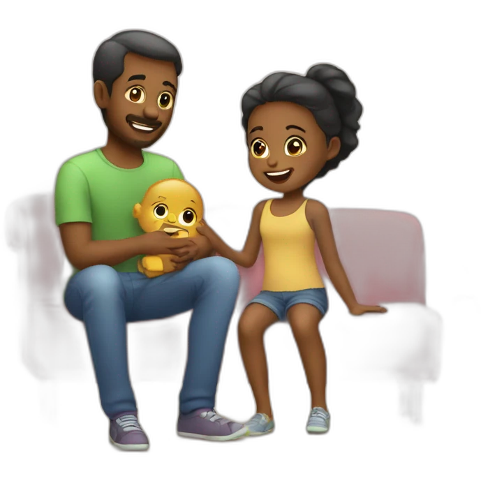 man babysitting a 2 year old girl emoji