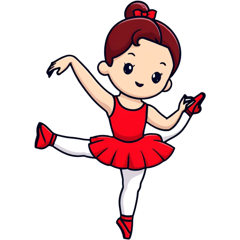 ballet dancer in cherry red dress, ballerina in red tutu emoji