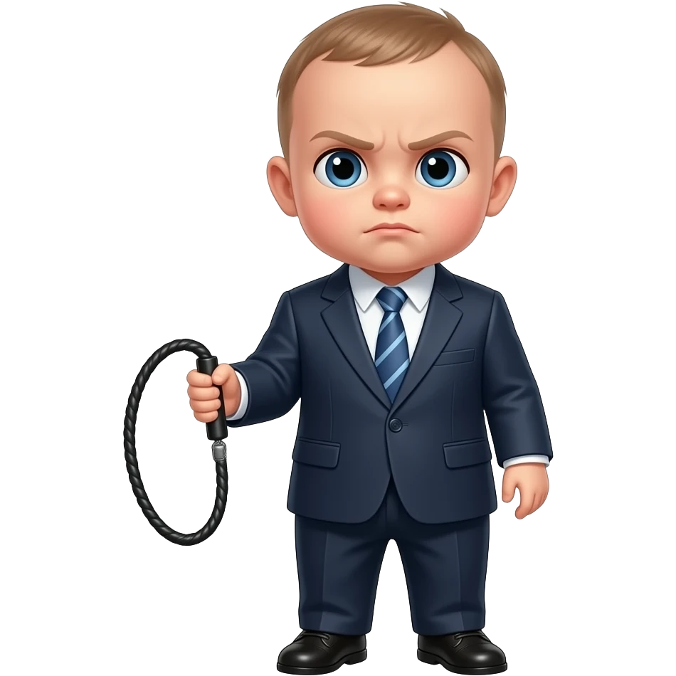 Strict Baby boss with whip emoji