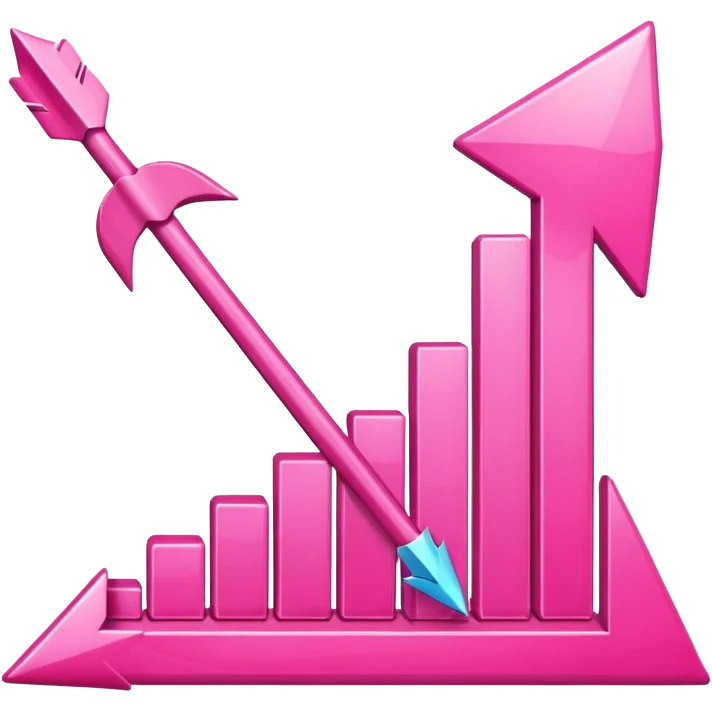 Arrow chart pink emoji  make realistic erase the emojie face emoji