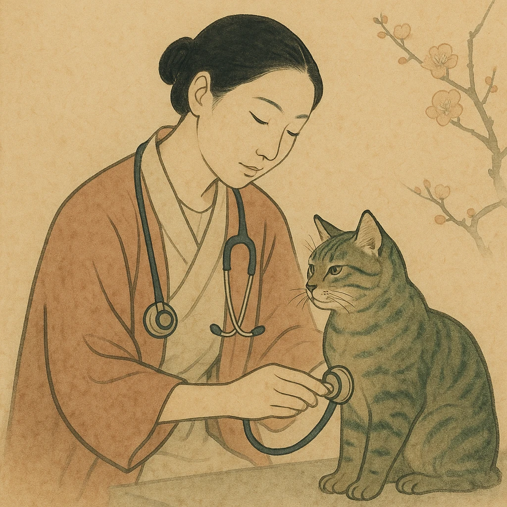 veterinarian examining a cat emoji