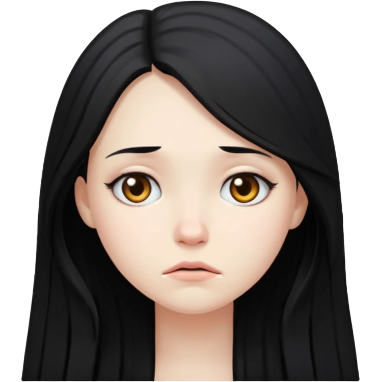 Pale girl with long black hair sad emoji