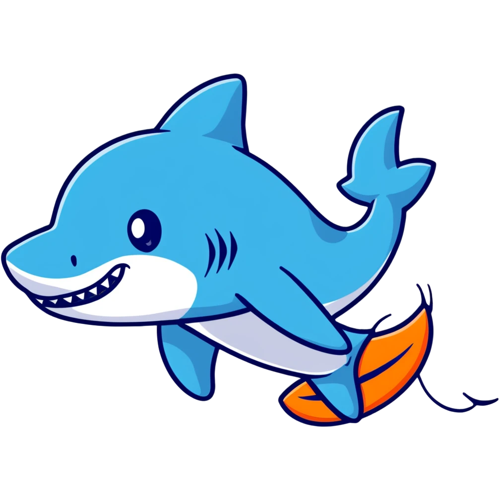 cool cartoon shark with blue Nike shoes emoji