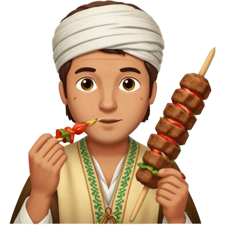 men eating beef kebab emoji