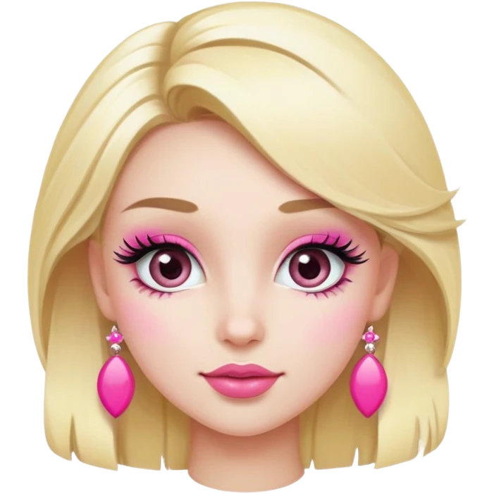 Cute blonde character with exaggerated eyelashes and pink accessories emoji