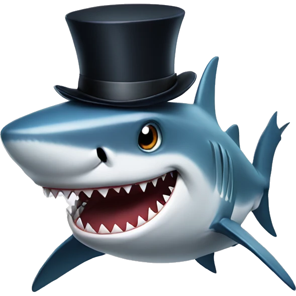 Shark with a top hat emoji