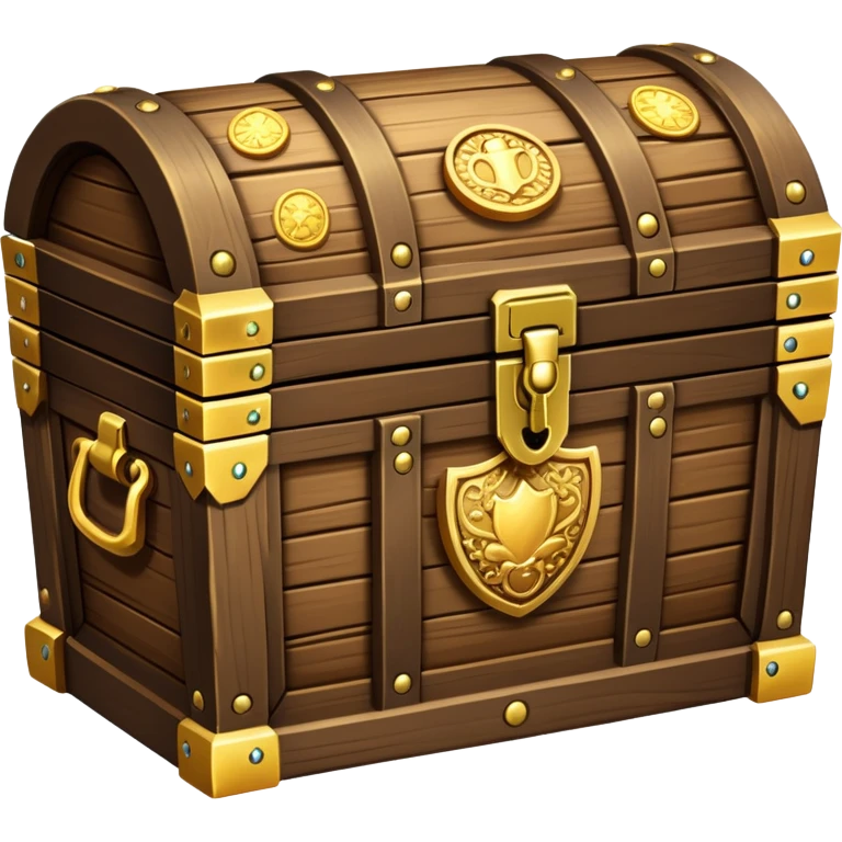 wooden treasure chest filled with gold coins and jewels emoji