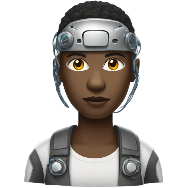 African American individual who is a cyborg emoji