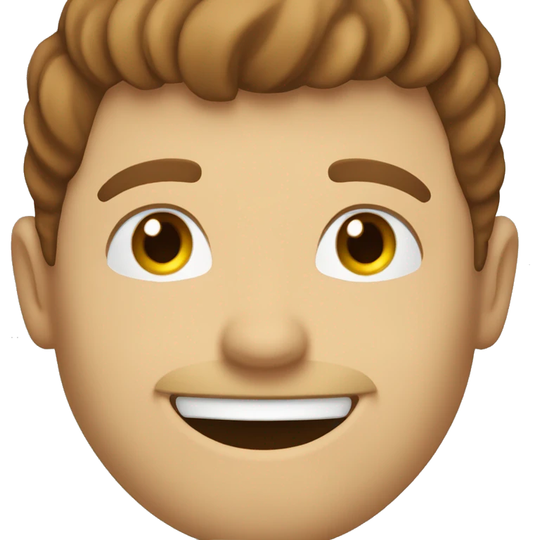 Make me an emoji of a white guy with brown hair smiling who is winking in one ey emoji