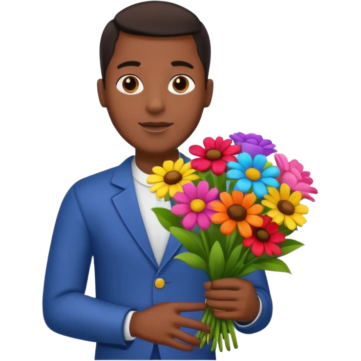 Black Male hand give a bogue of flowers emoji