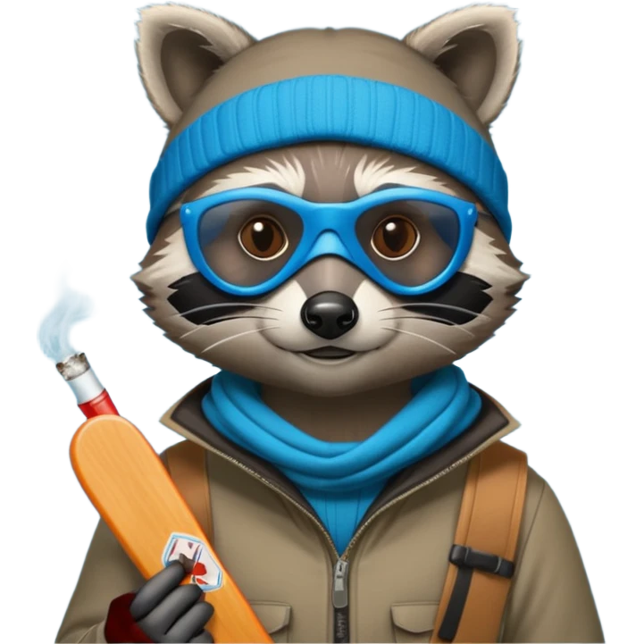 Ratcoon with ski mask smoking a joint emoji