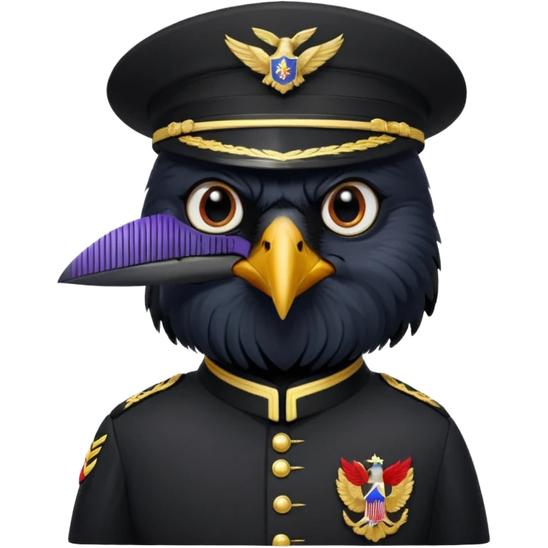 eine kleiner schwarzer rabe im military stil,   emoji