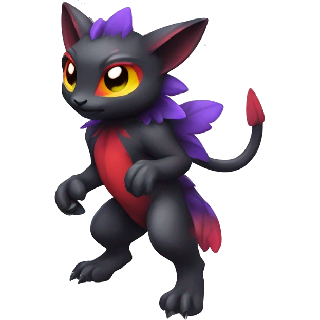 Cute cool dark black red purple yellow animal hybrid Fakemon full body emoji