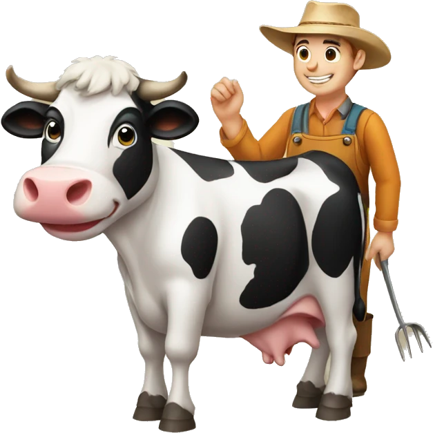 Cow with farmer  emoji