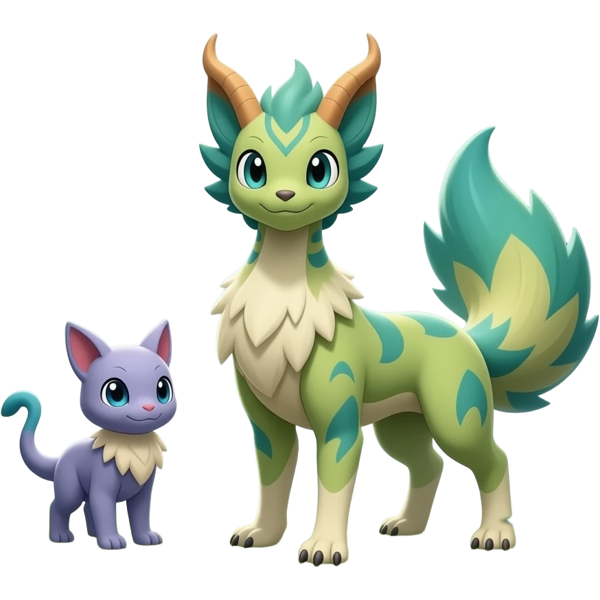 Exotic tropical diaphanous Leafeon-Vibrava-Flygon-Tropius full body emoji