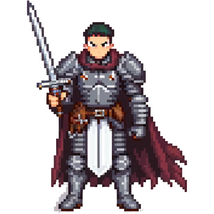 Guts from Berserk, black swordsman with massive sword, one eye, black armor, serious expression emoji