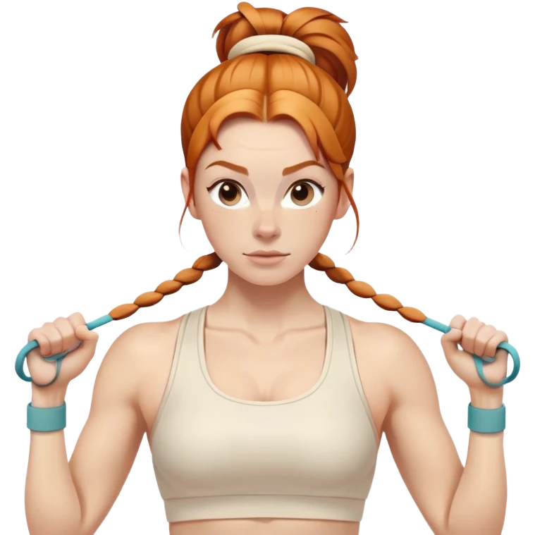 Ginger gym girl low bun cream athleisure resistance bands workout emoji