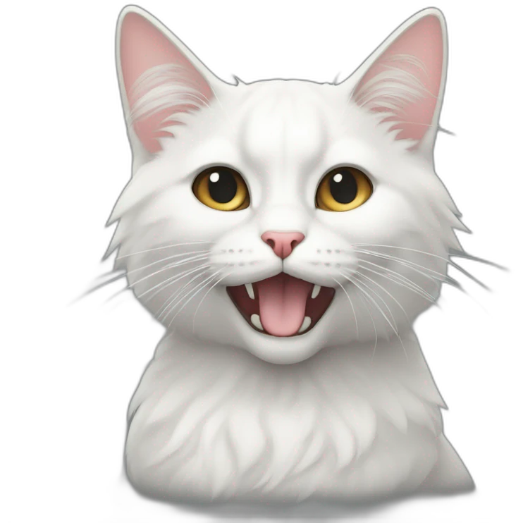 Un chat de poil blanc noir et toux emoji